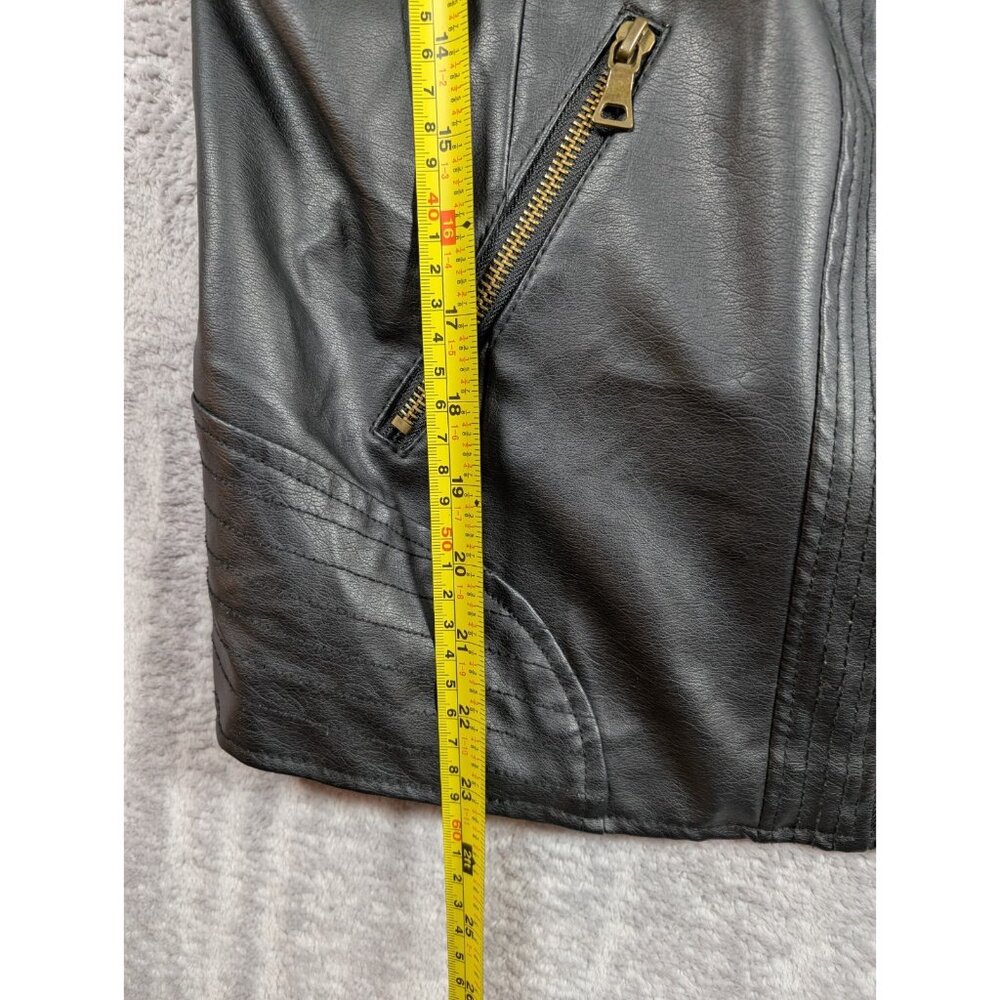 New Look Faux Leather Jacket Womens Size XL Black Sherpa Collar Streetwear City - Picture 5 of 7